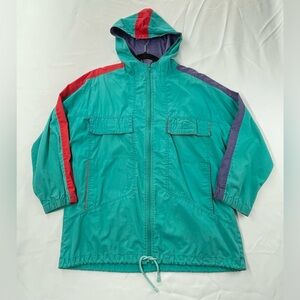 90s Vintage Colorblock Jacket Windbreaker Size Medium Turquoise Purple Red